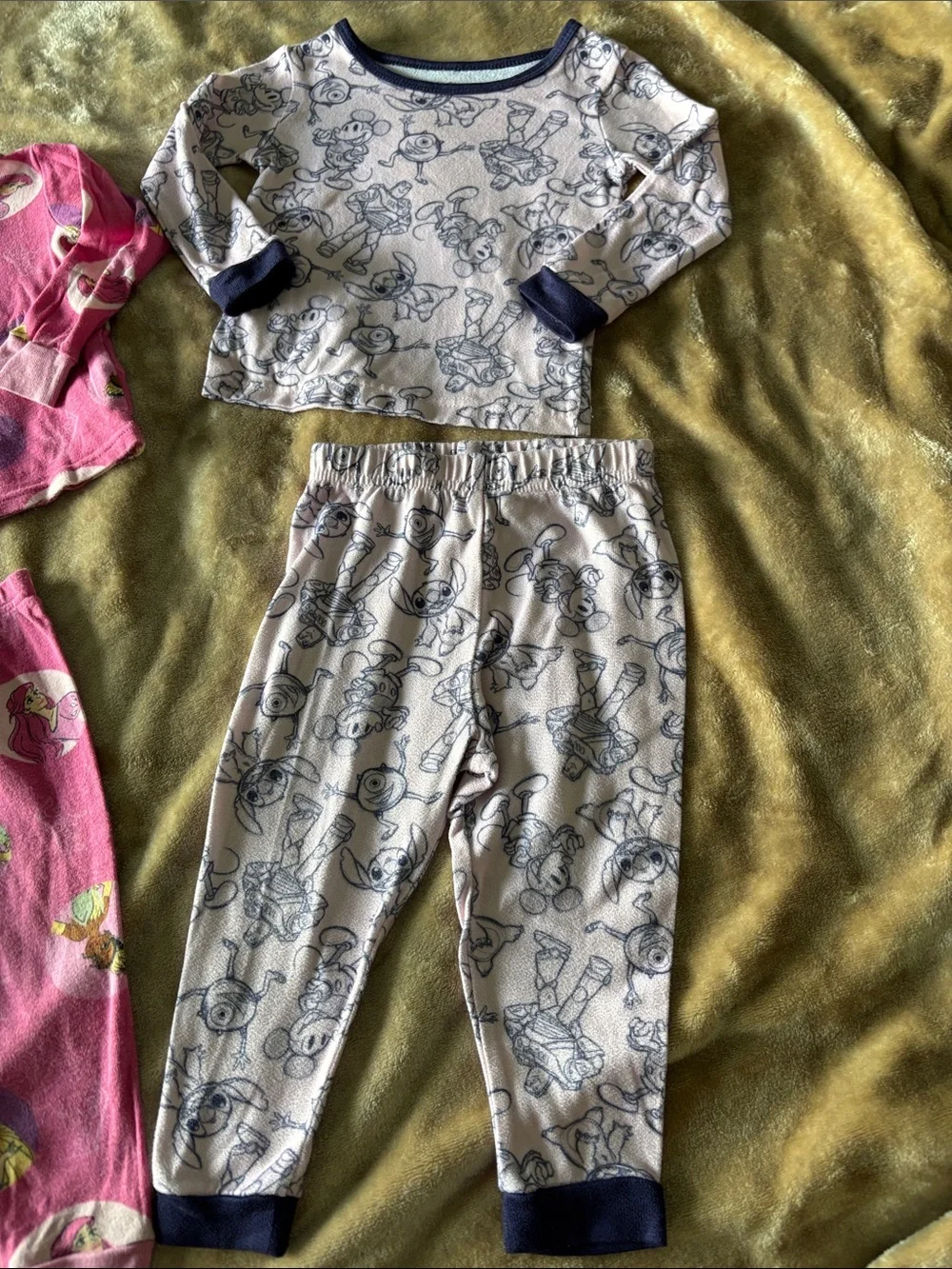 Toddler Two-Piece Pajama Sets - Pink Character & Navy Trim